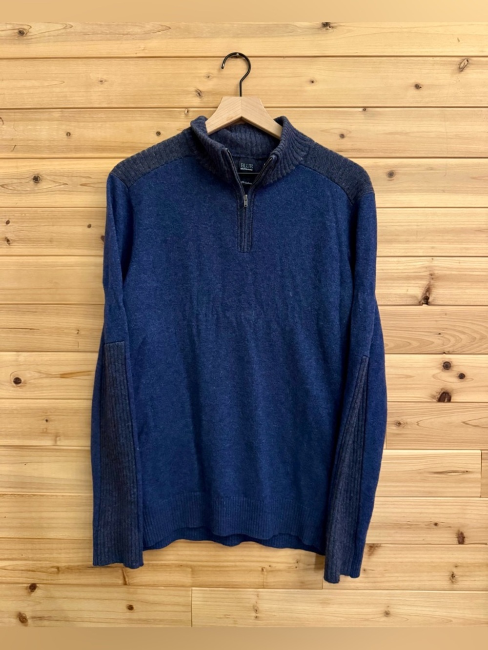 Blue Saks Fifth Avenue Medium Blue Cashmere Quarter Zip Sweater